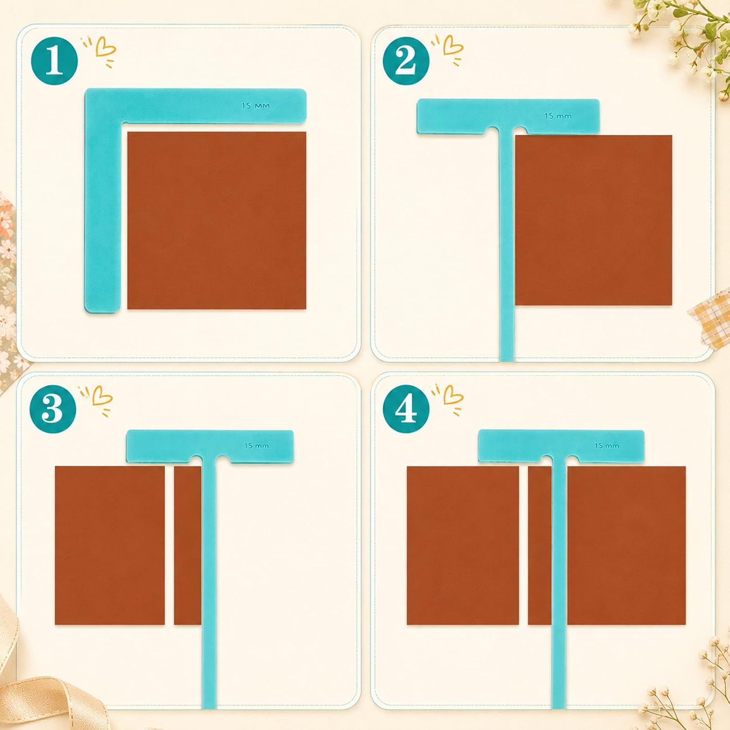 Chsoejuf 5PCS Book Binding Tools Blue Diary DIY Shaped Plastic Template Kit