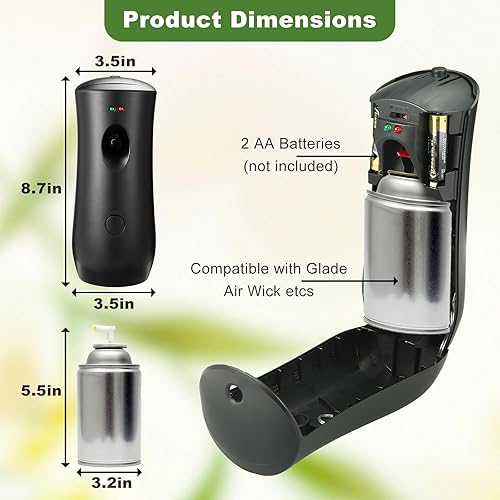 Miniatura 4 de Paquete de 12 dispensadores automáticos de ambientador, montado en la pared o de pie, dispensador de ambientador automático rociador de aerosol para