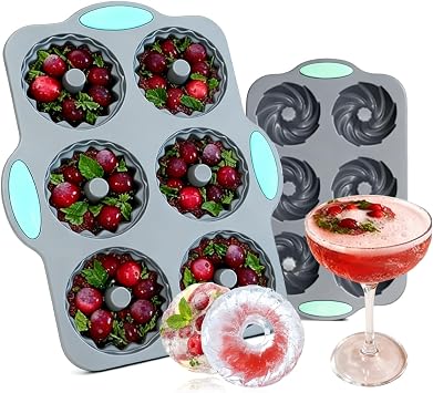 Wreath Ice Mold, 2026 New Silicone Christmas Wreath Ice Cube Tray and Snowflake Mold Set, Flexible Silicone Mold for Holiday Cocktails, Use Mint Leaves and Berries to DIY Wreath Ice Cubes Style-A