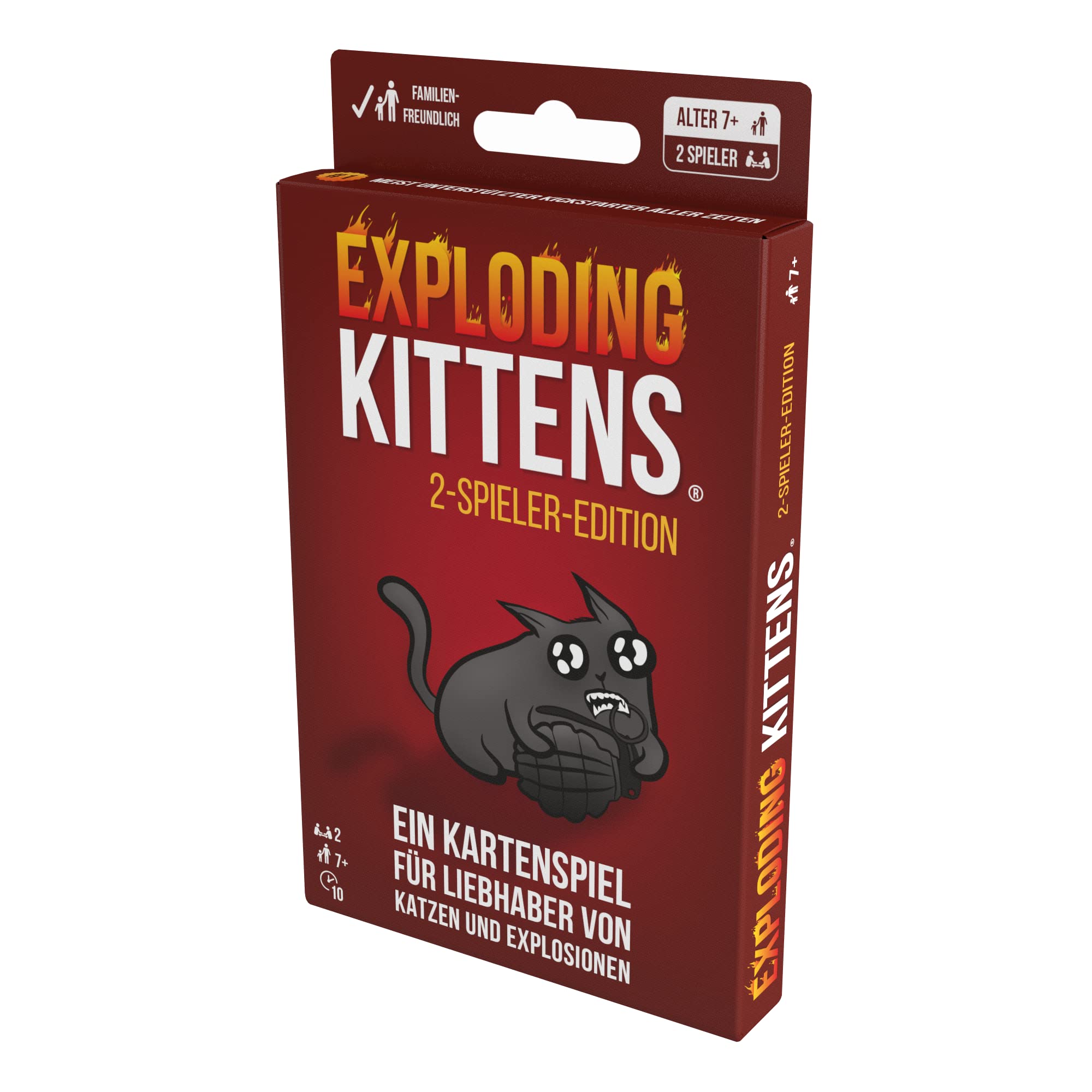 Exploding Kittens, Exploding Kittens edycja dla 2 graczy, gra podstawowa, gra imprezowa, gra karciana, dla 2 graczy, od 7+ lat, 10+ minut, niemiecki