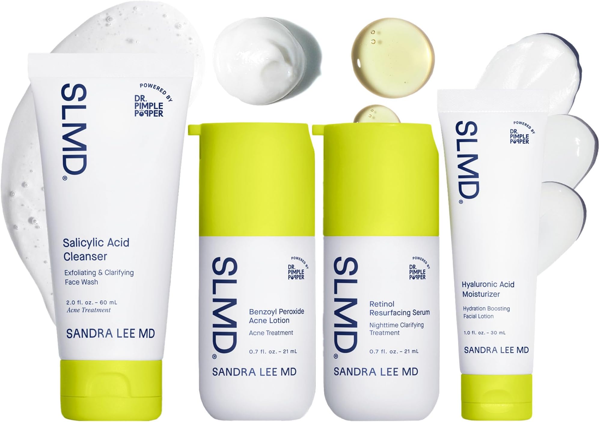 SLMD Skincare Set by Dr. Pimple Popper - 30-Day Skincare System, 4pc Kit, 3 Steps, 2x per Day Full Skin Care Set for Clearer, More Radiant Complexion, Travel Skin Care Set for Women and Men