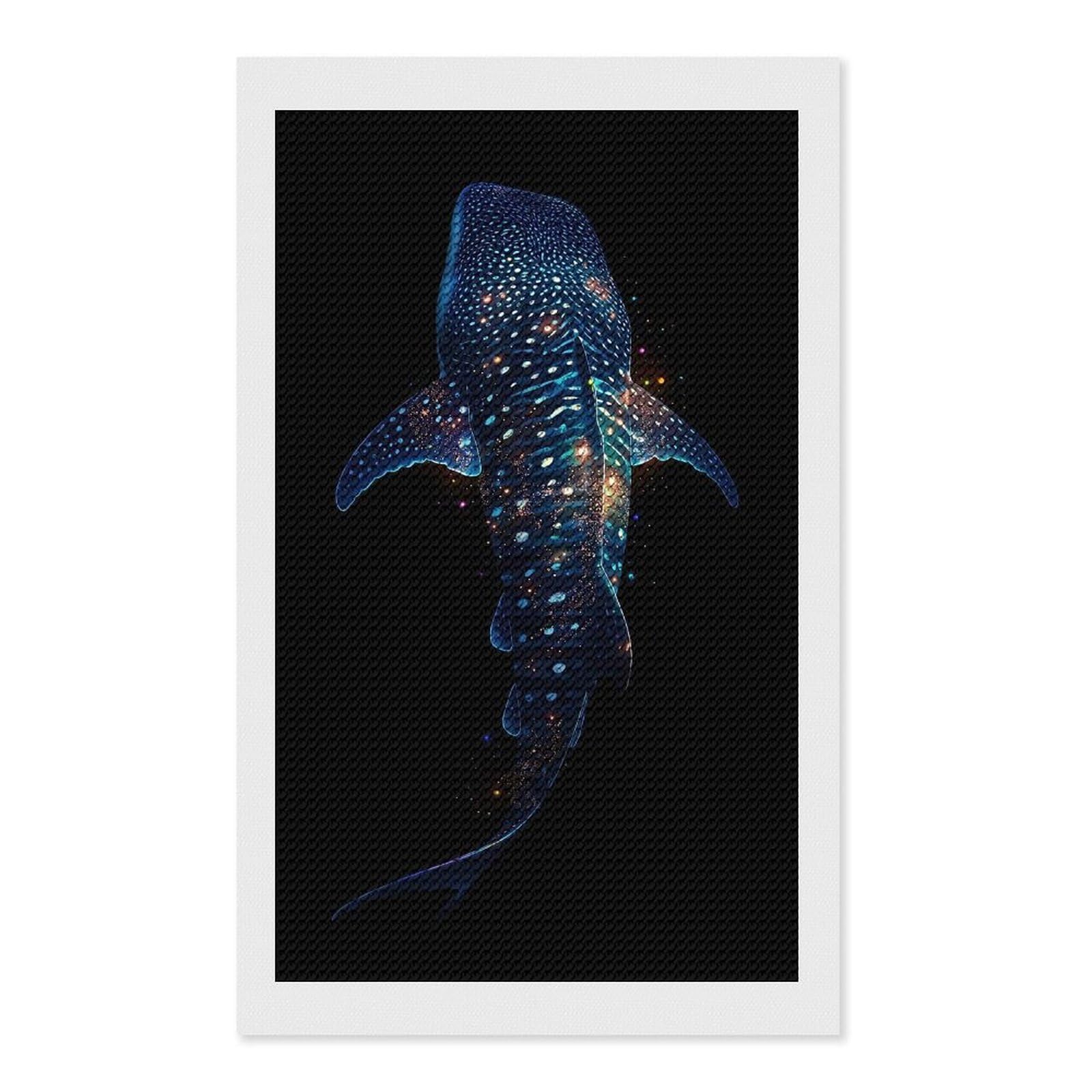 Junmoney Cosmic Whale Shark Full Drill Diamond Painting Kit 12"x20", for Teens, Calming Craft to Unwind, Home Wall Decor, Christmas Gift