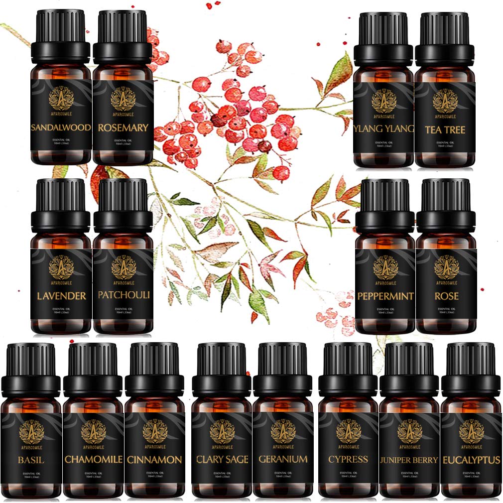 Top 16 Aromatherapie Clary Salbei ätherisches Öl Set für Diffusor, 100% reine Kamille ätherisches Öl Kit für Luftbefeuchter, Lavendel ätherische Öle Set - Ylang Ylang, Rose Öle...