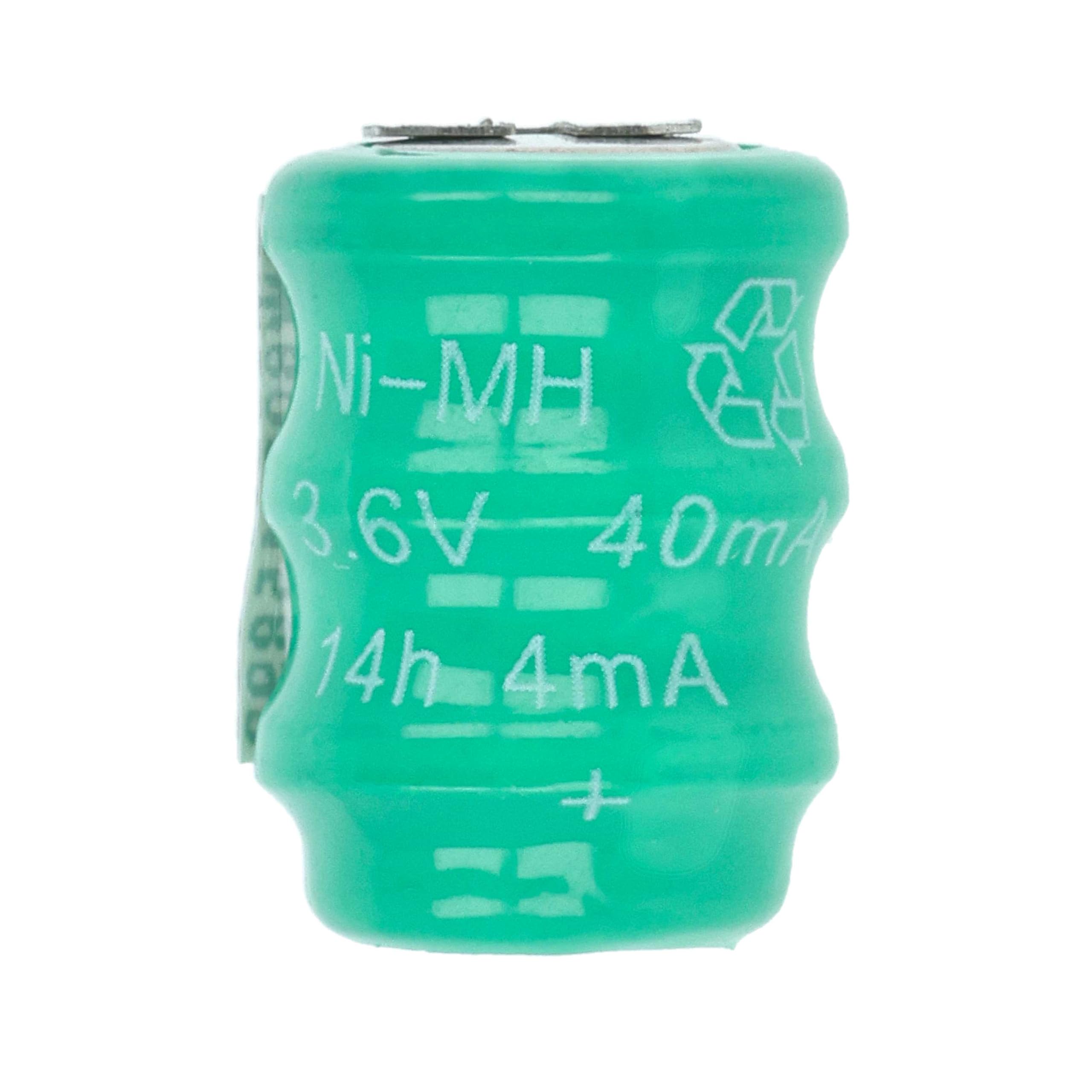 vhbw 100x NiMH Batería de botón de Repuesto Tipo V40H 2 Pines 40 mAh 3,6 V Compatible para lámparas solares, etc.