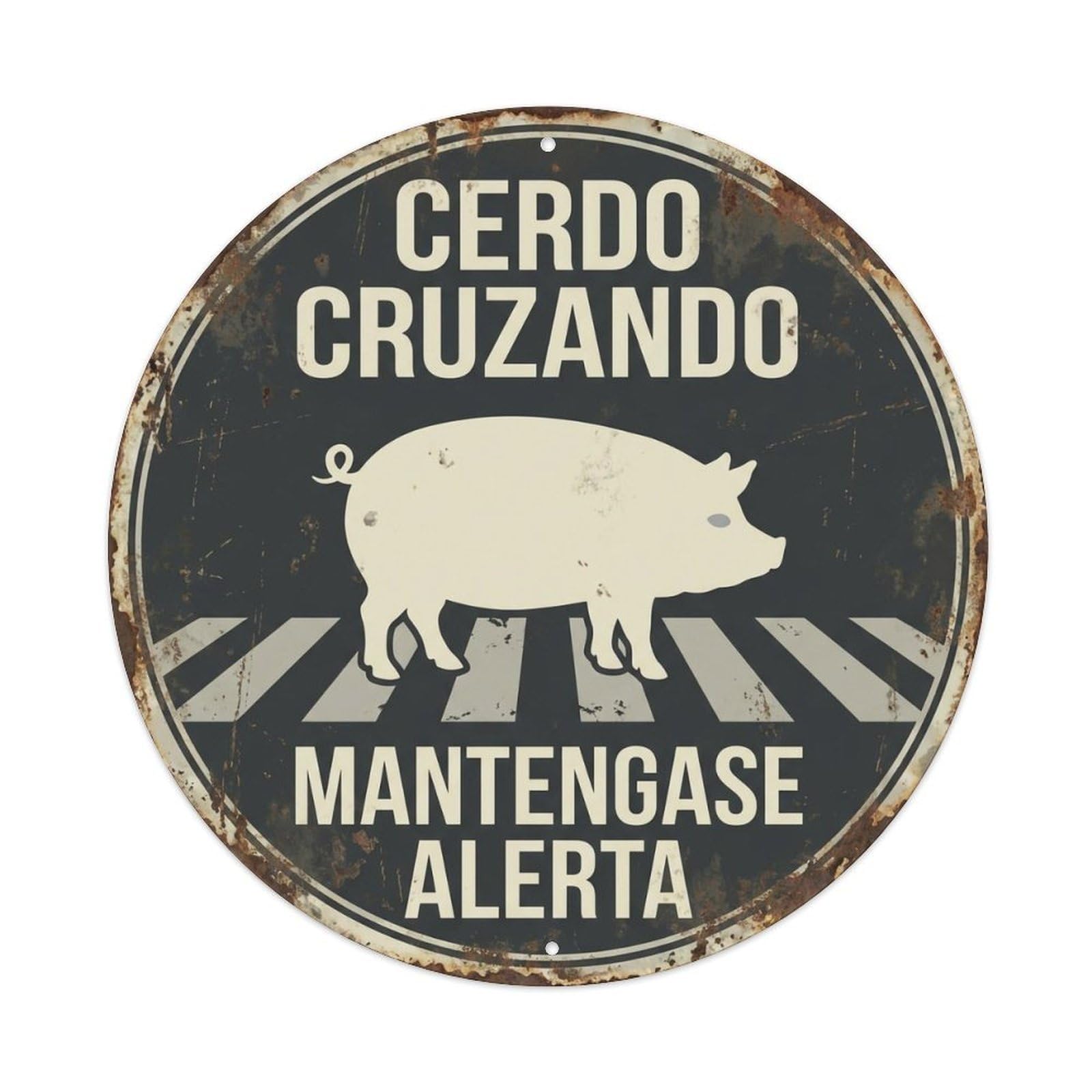 Pig Crossing Mantengase Alerta Homely Metal Tin Sign