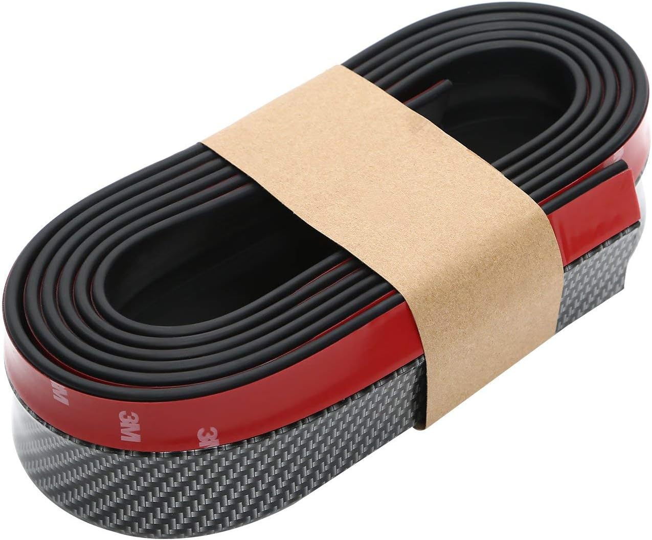 WinCheer Front Bumper Spoiler Lip Carbon Fiber Pattern Universal Car Bumper Protector, Car Stickers Front Lip Side Skirt Rubber Strip Splitter Spoiler for Vehicle, 2.5m/8.2ft
