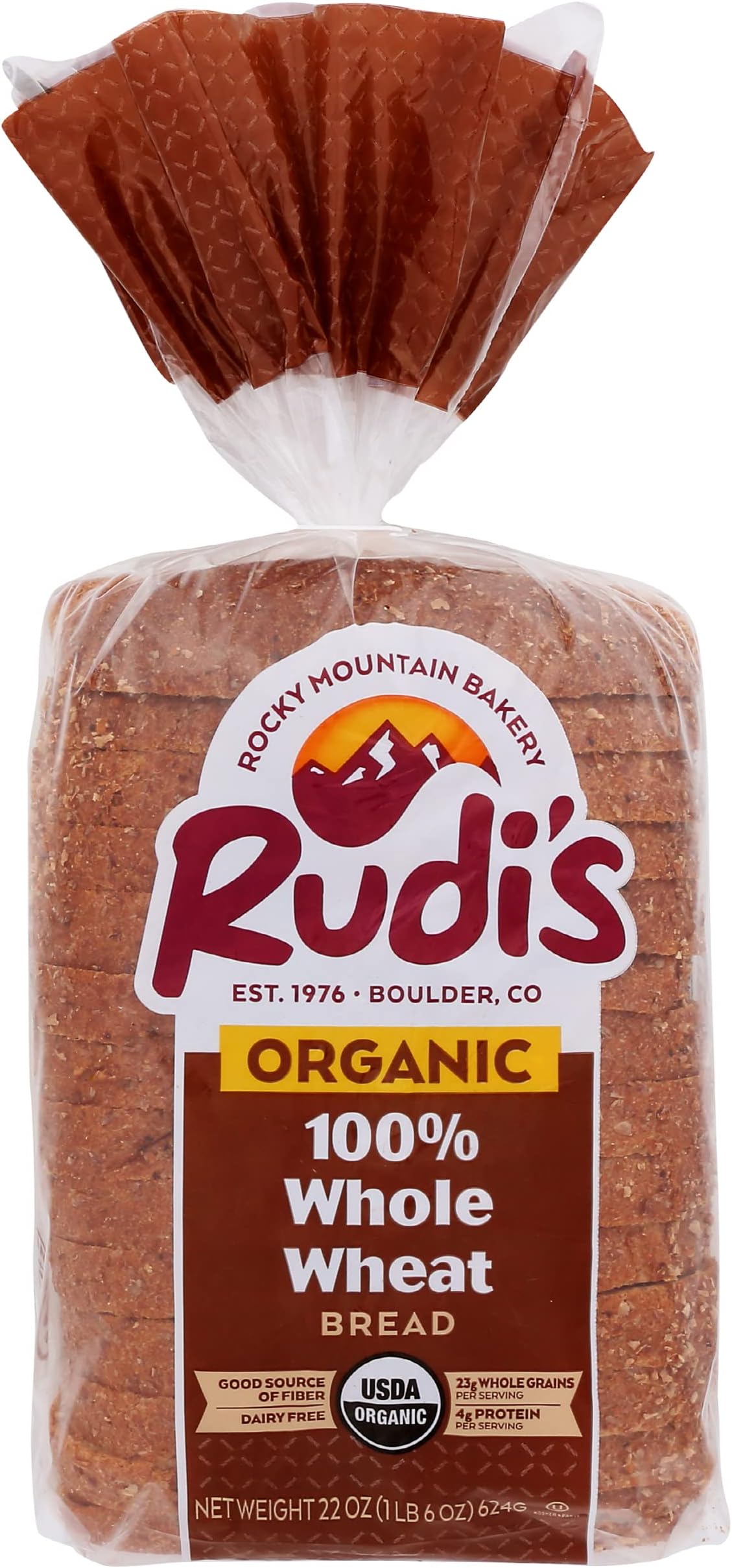 RUDIS Bread 100% Whole Wheat Organic, 22 oz