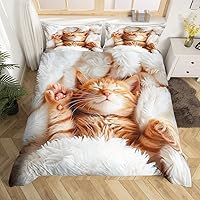 Vista 1 de Feelyou Juego de funda de edredón con estampado de gatos y mascotas en 3D con temática de animales para niños, niñas y adolescentes, decoración