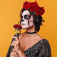 Vista 7 de 6 pinzas para el pelo de flores de rosas para mujer, 1 abanico plegable de tela de lentejuelas bordadas para bailarina flamenca, accesorios