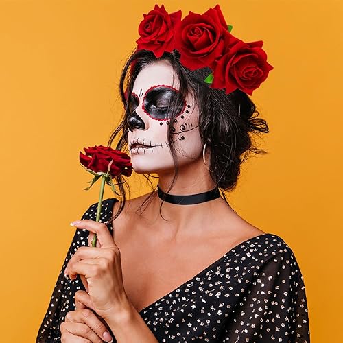 Miniatura 7 de 6 pinzas para el pelo de flores de rosas para mujer, 1 abanico plegable de tela de lentejuelas bordadas para bailarina flamenca, accesorios de