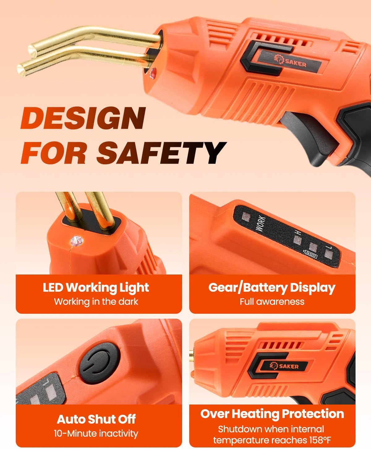 Saker Cordless Plastic Welder Kit | 3 Temperature Modes USB-C Fast Charge | Cordless Freedom, Auto Shut-Off, 3s Rapid Heating, Overheat Protection, Ideal for Auto Bumper & Home Plastic Repair