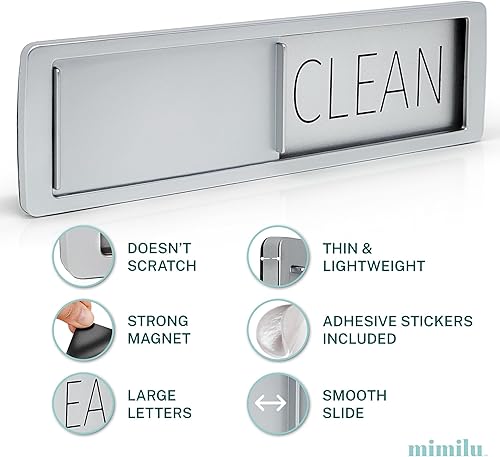 Miniatura 4 de Stackd - Imán para lavavajillas, fácil de leer y deslizar, indicador magnético fuerte sin arañazos con adhesivos opcionales. Letras delgadas grandes