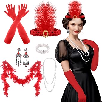 مجموعة إكسسوارات غاتسبي رائعة من FEPITO 1920s للنساء سماعة رأس