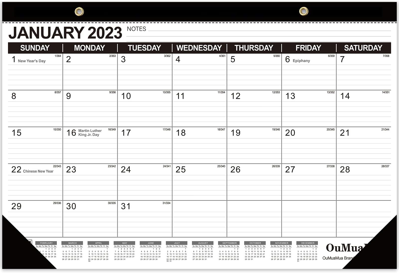 Desk Calendar 2023-2024: 17 x 11-1/2 Inches Monthly Pages Runs from January 2023 through June 2024 - 18 Monthly Desktop Calendar for Home School Office Planning and Organizing