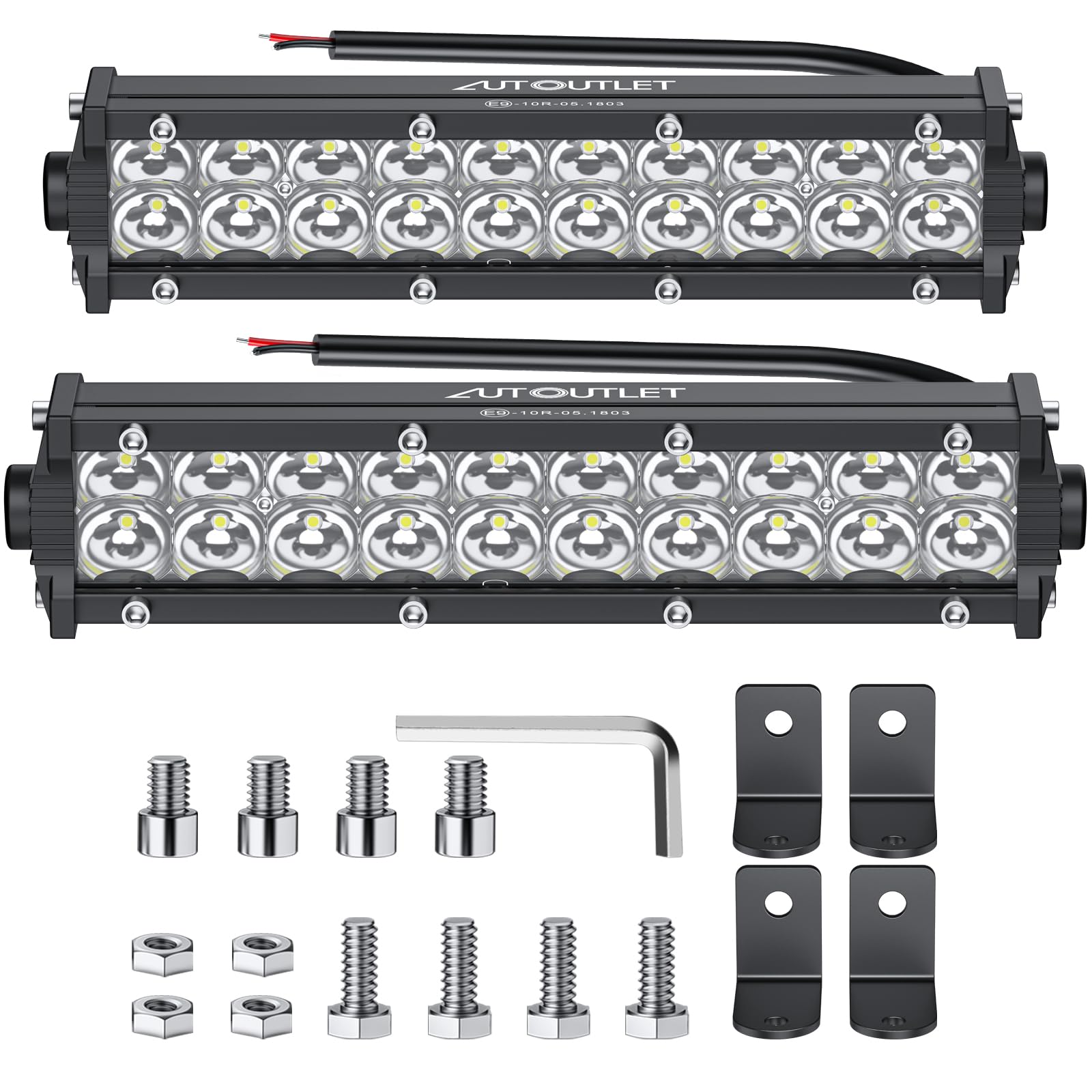 AUTOUTLET 2 Pezzi 60W 18 CM 4800LM Barra LED Fuoristrada,Impermeabile IP67,Spot Faretto,Faretti LED per Auto,Trattore,Camion,Barca,12 V/24 V