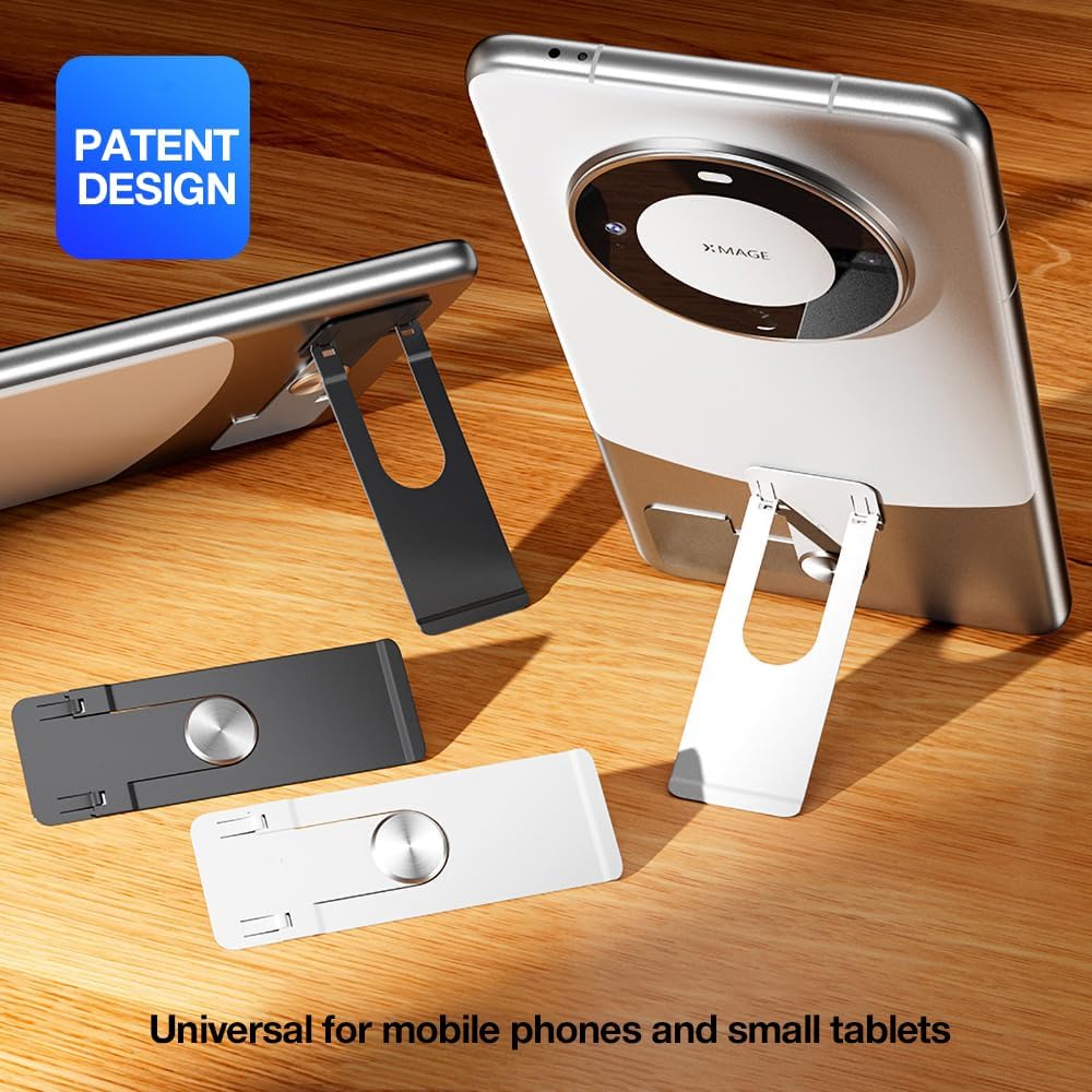 Rotatable Ultra-Thin Invisible Phone Kickstand - Adjustable Vertical and Horizontal Placement Stand, Compatible with Any Cellphone (White)