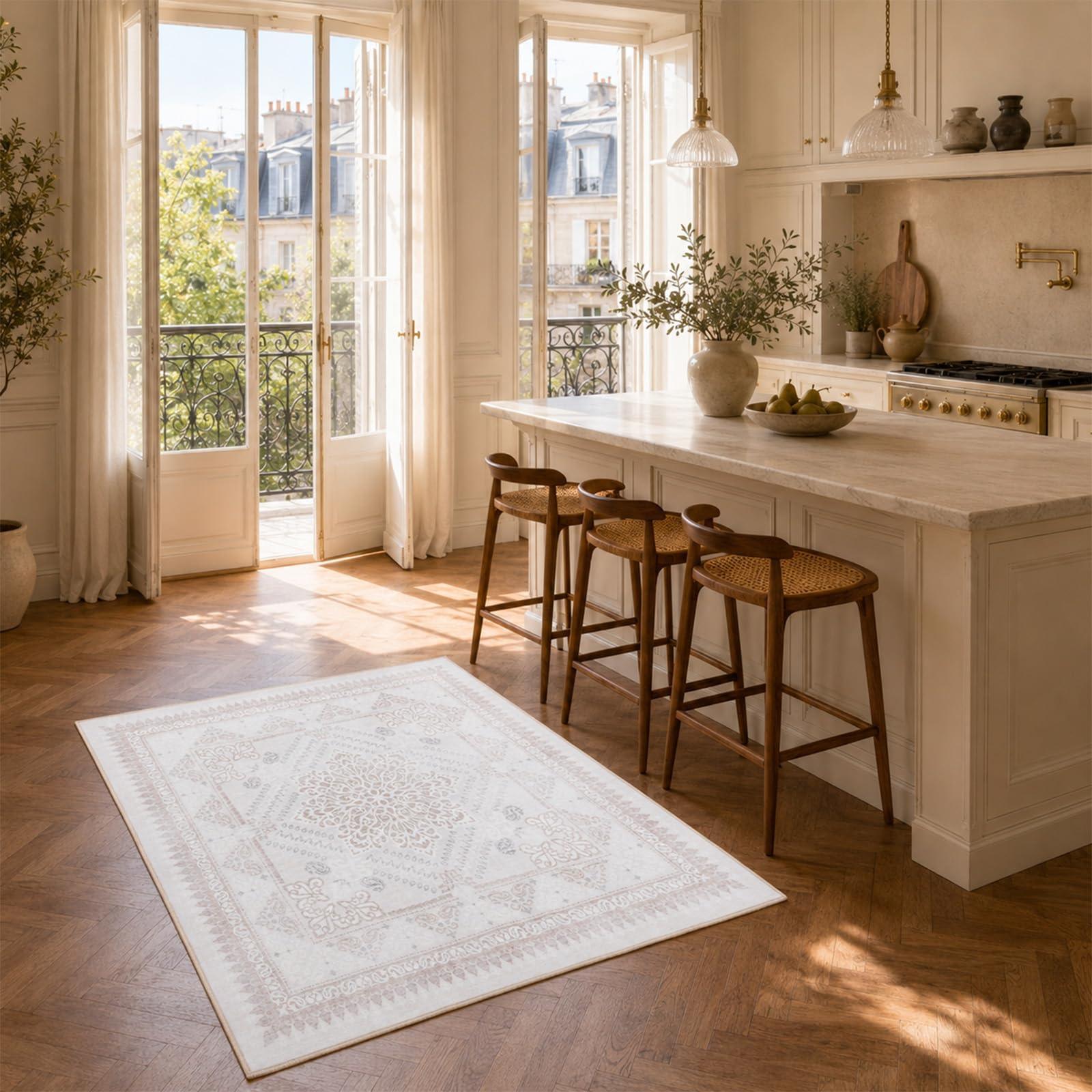 BRO Washable Living Room Rug,Large Carpet Non Slip Area Rug 120x170cm,Brown — image 1