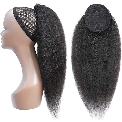 Miniatura 5 de Cola de caballo de cabello humano ondulado de maíz con cordón envolvente, cola de caballo de cabello humano ondulado de maíz, para mujer, color