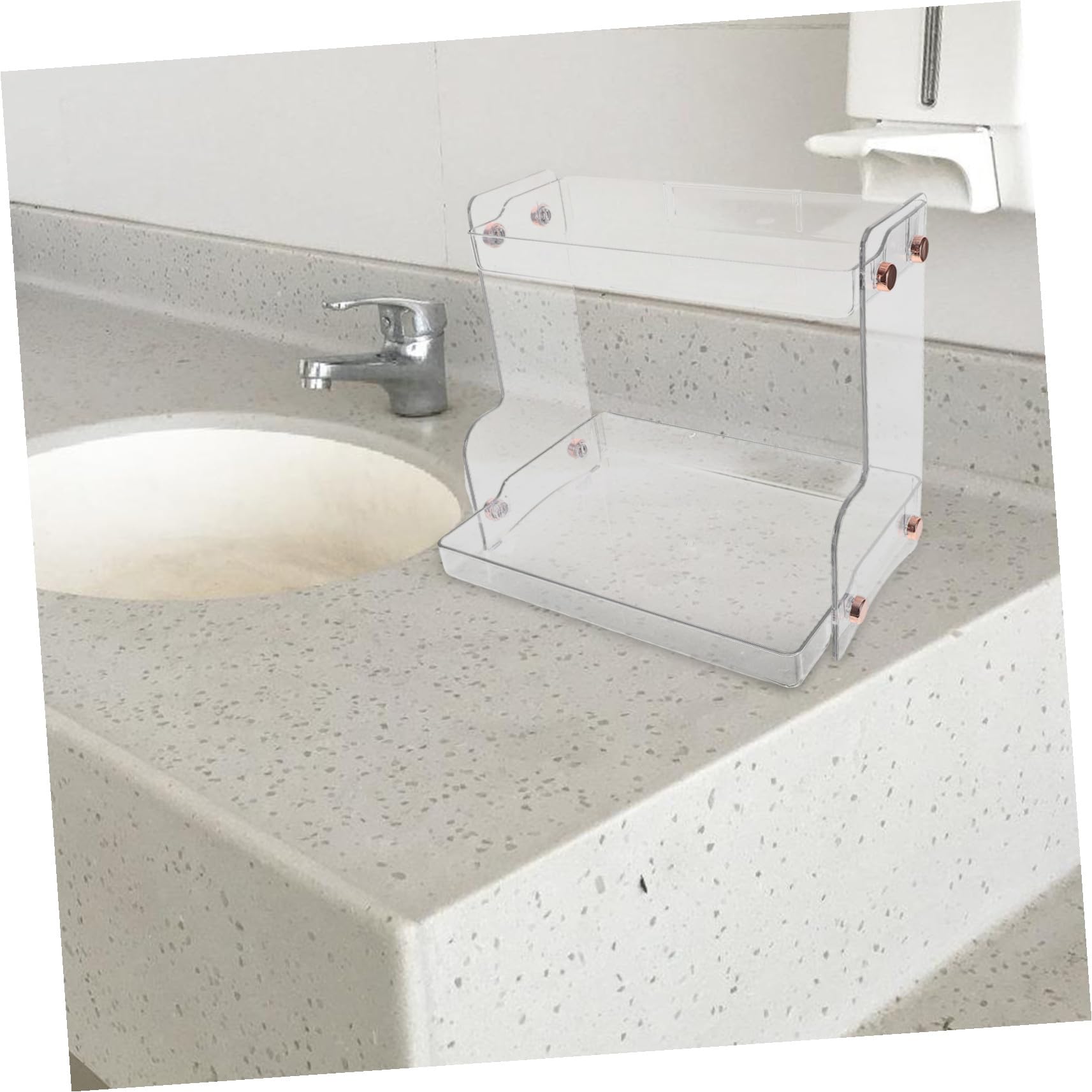 Hohopeti Organizer Multi-layer da Strato Doppio a e Cosmetici Acciaio Bagno in Capacità Inossidabile Pet, Portatrucchi Forte di Carico, per Bagno e Camera da Letto
