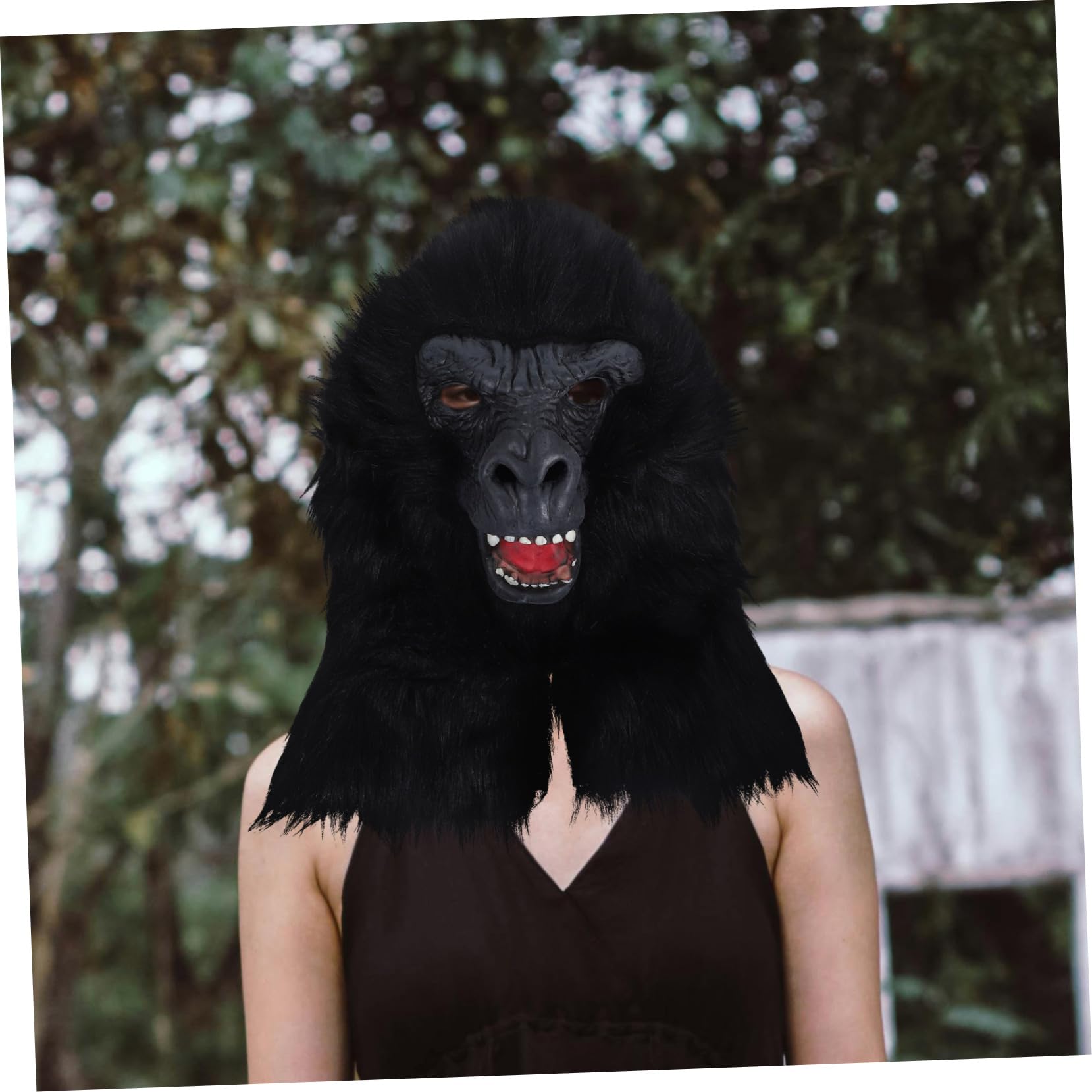 HEMOTON Maschera Orangutan Maschera Cosplay Gorilla Maschera Da Gorilla Nera Maschera Del Diavolo Maschera Di Carnevale Maschera Di Testa Di Animale Maschera Da Scimmia Spaventosa