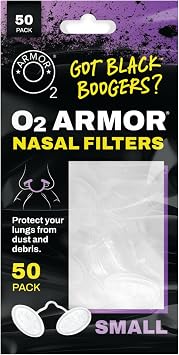 O2 Armor Nose Filters for Welding, Dust & Allergies 50 Pack, Size Small