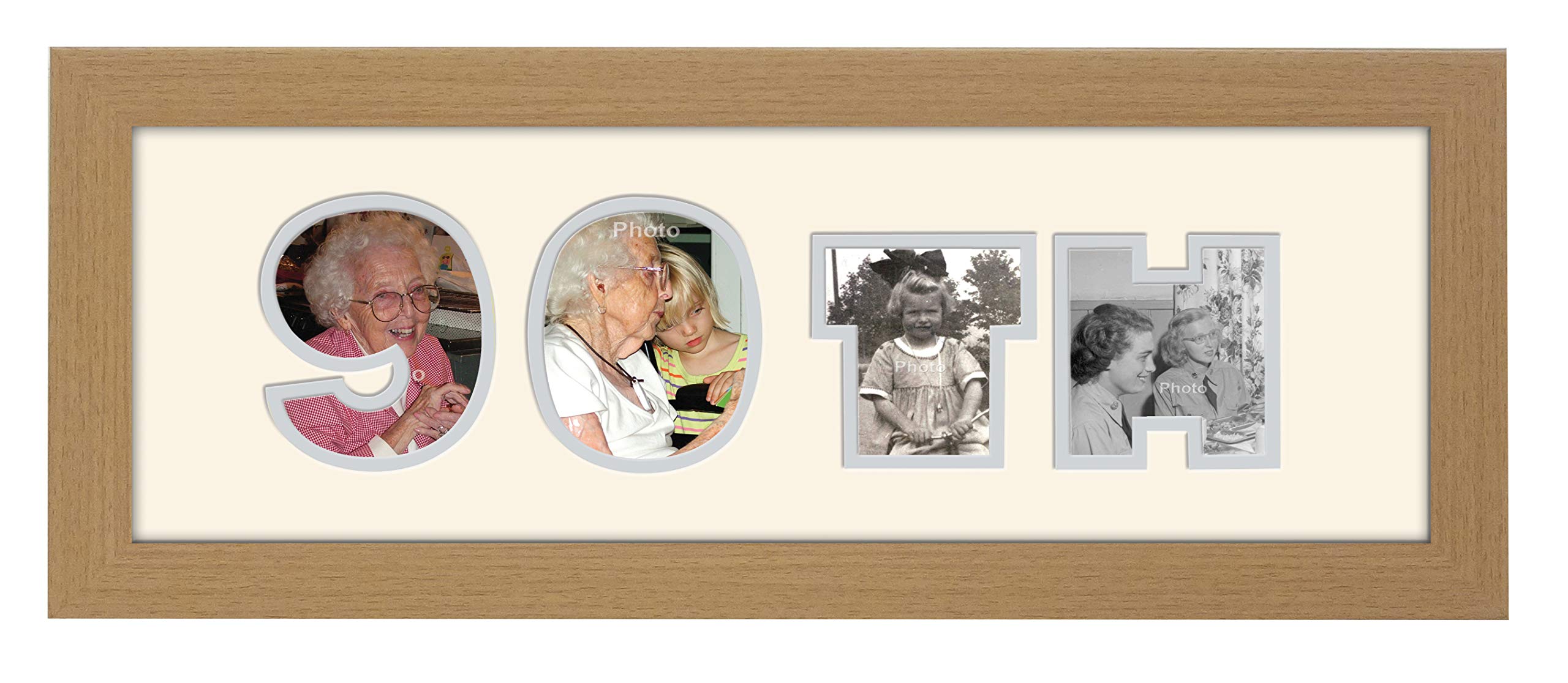 Photos In A Word Oak Finish Frame Cream Mount Grey Inside 90Th Birthday Photo Frame Double Mounted Quality Gift 858A (Oak Finish Frame Cream Mount Grey Inside)