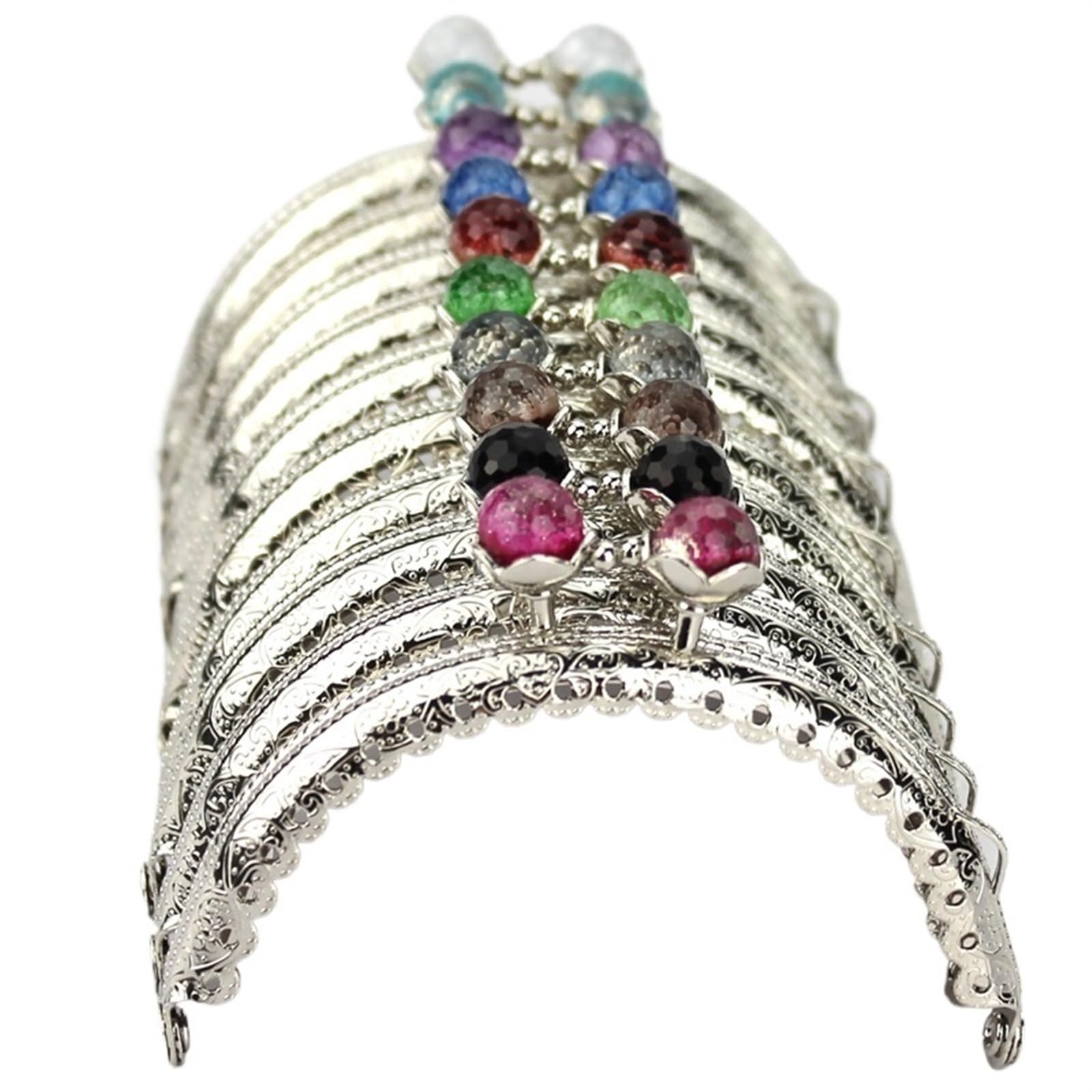 Cadre métal pour sac à main avec fermoir demi-cercle 8,5 cm pour couture DIY