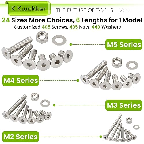 Miniatura 101 de Juego de tornillos y tuercas de cabeza de botón hexagonal de 24 tamaños M2 M3 M4 M5 de 0.31 a 0.99 pulgadas, kit de tuercas y tornillos de acero
