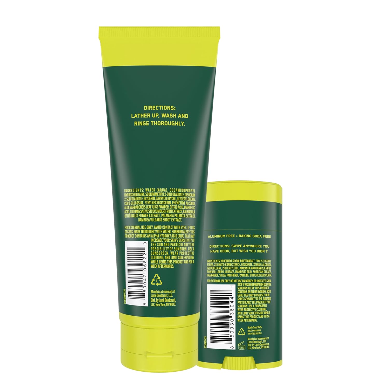 Mando Smooth Solid Stick (2.6 Ounce) + Acidified Body Wash (8.5 Ounce) - Clinically Proven to Block Odor All Day - Whole Body Safe For Pits, Packages + Feet (Mt. Fuji) - Image 2