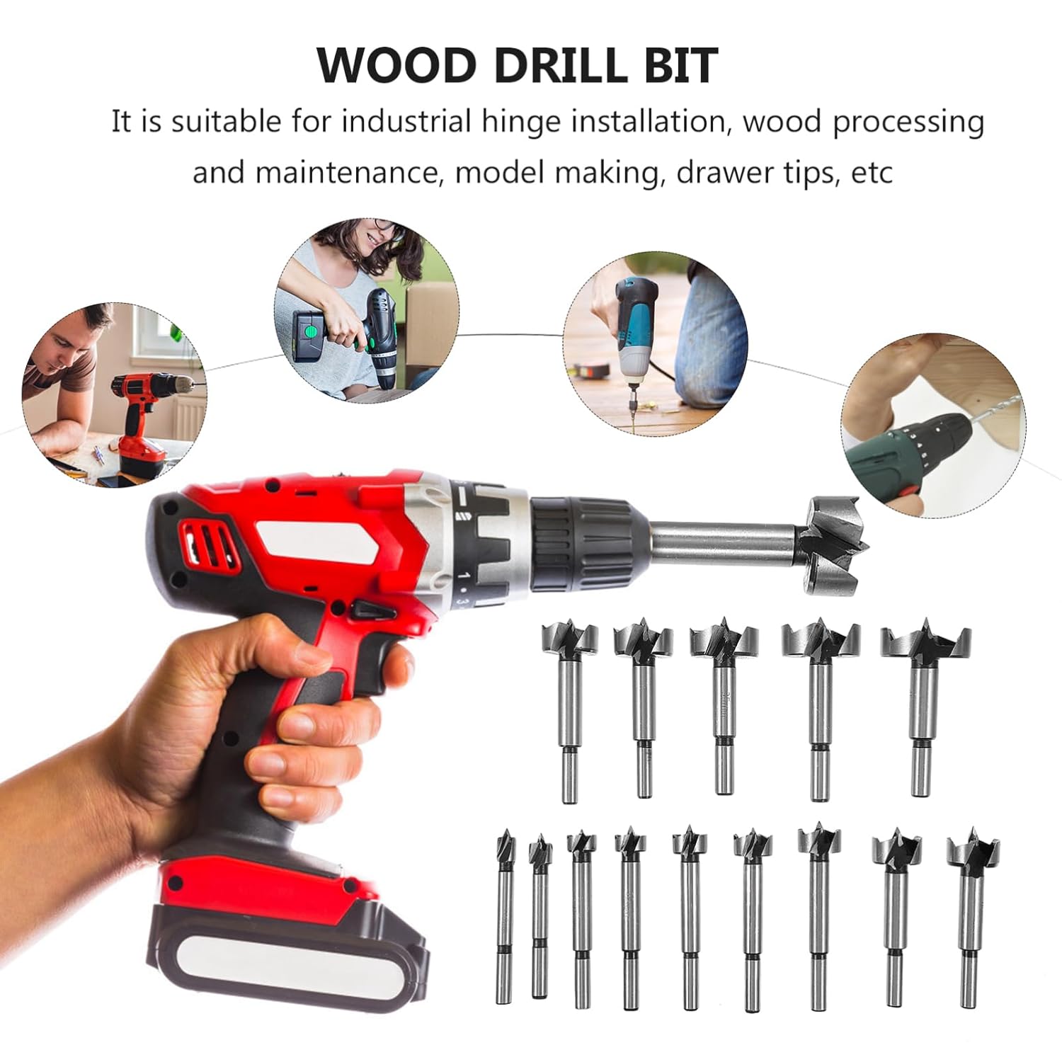 15pcs Quality Material Multi-Tooth Flat Wing Drill Bit Hole Saws Hard Reamer Drill Bit Hole Opener