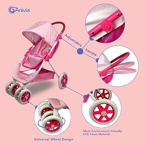 Miniatura 41 de Anivia Mueble de cama para muñecas, juguete de 2 funciones, cama de muñeca y columpios para muñecas de 18 pulgadas, cuna de muñeca con parte