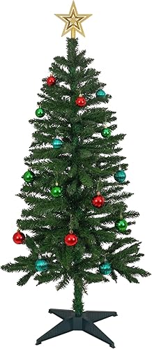 Miniatura 1 de Sunshine - Árbol de Navidad artificial completo con bola de Navidad onamentos, árbol de Navidad para decoración navideña (verde esmeralda, 4 pies)