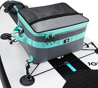 YVLEEN Wasserdichter Paddel-Borad-Kühler, SUP-Kühler, strapazierfähiges PVC-Material, Paddelboard-Deck-Tasche mit Netztasche oben, verstellbare Riemen, super Kapazität für Stand-Up-Paddleboard und