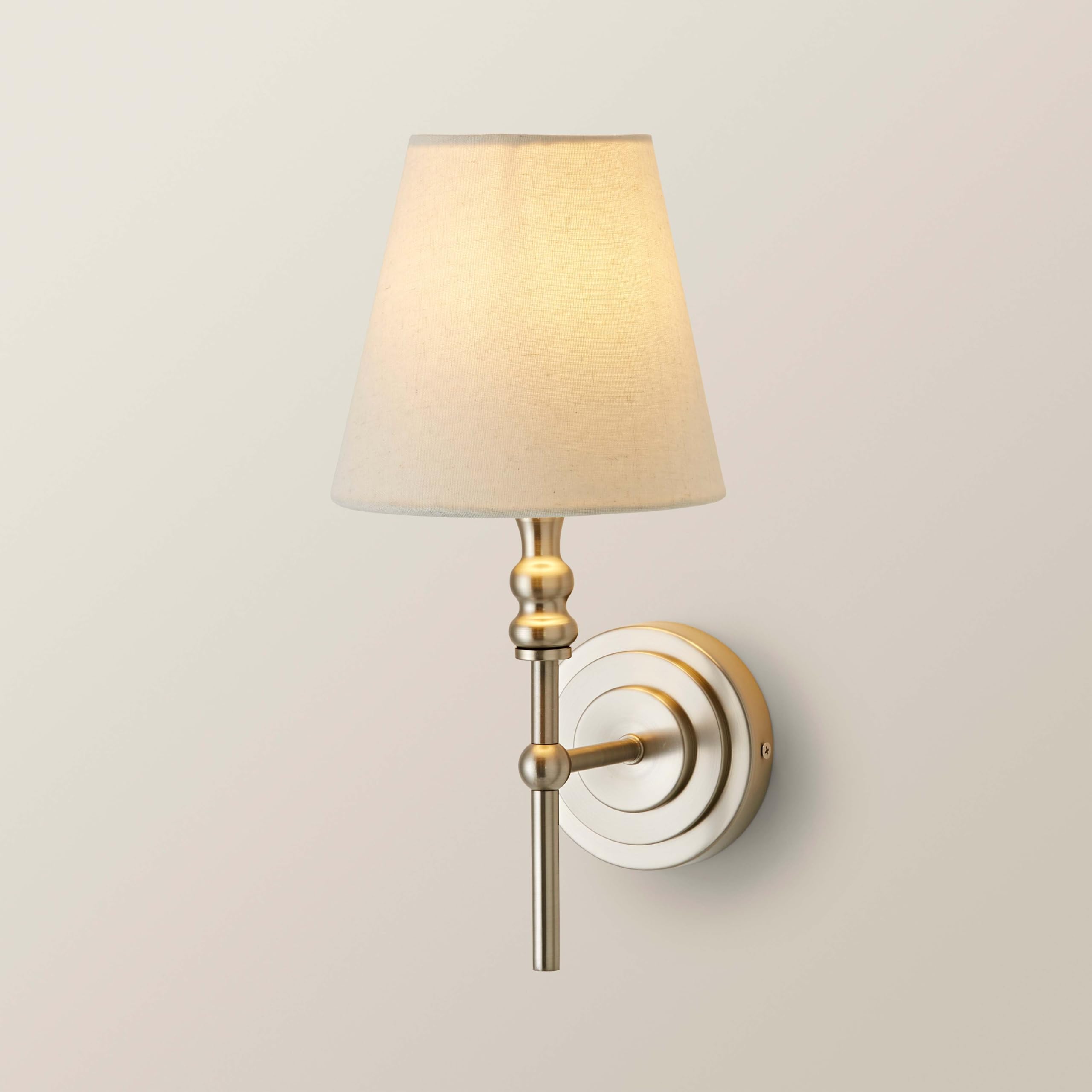 ValueLights | Maggie Brushed Chrome Candlestick Wall Light with Linen Shade | Wall Lights, Home Décor & Improvement Essential |