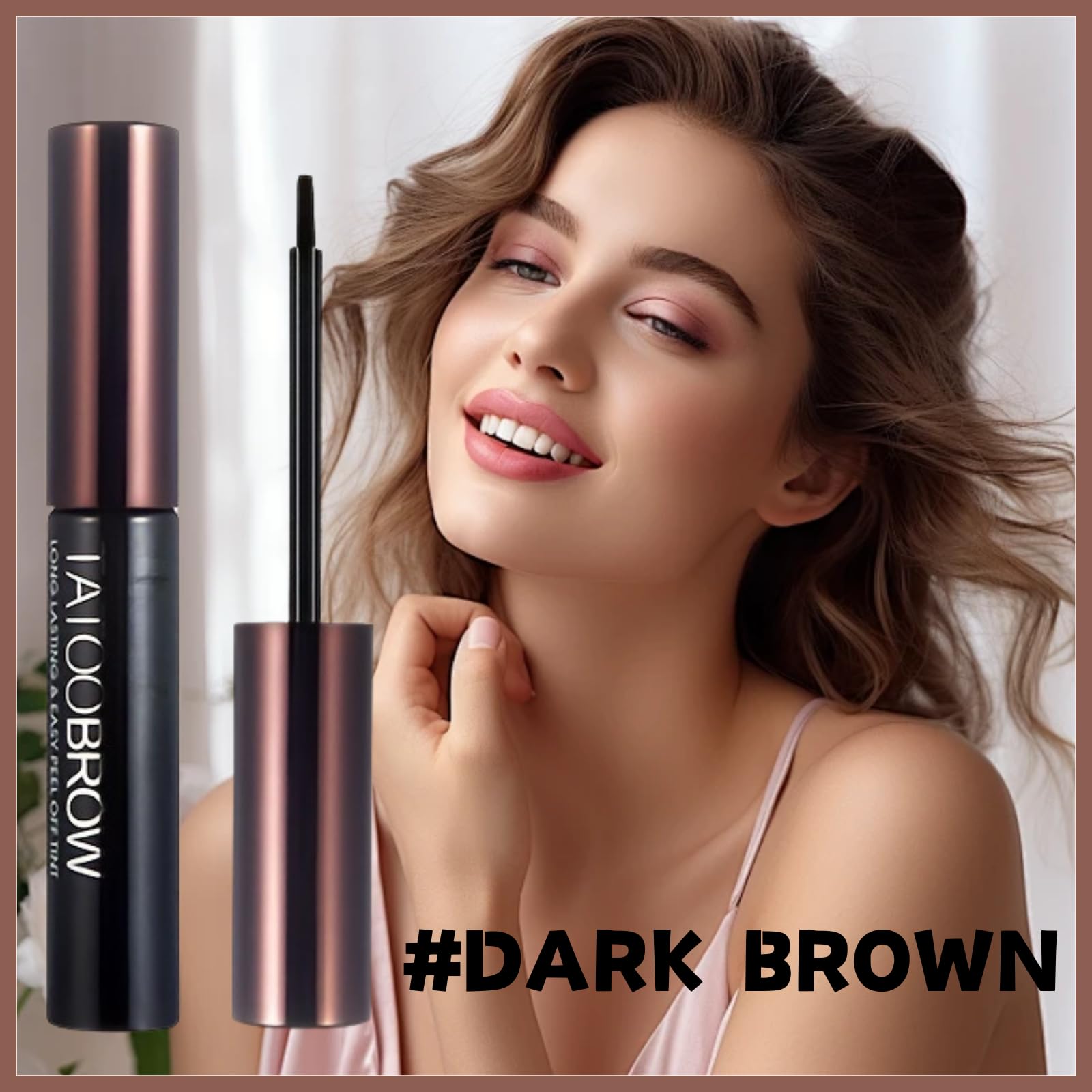 Tattoo Brow Peel Off Eyebrow Gel Tint Eyebrow Tint Dark Brown Semi-Permanent Colour Waterproof Peel OffEyebrow Gel Lasts Up To 3 Days PeelOffEyebrow DyeEyebrow Colours Tattoo Brow (#01darkbrown) - Image 2