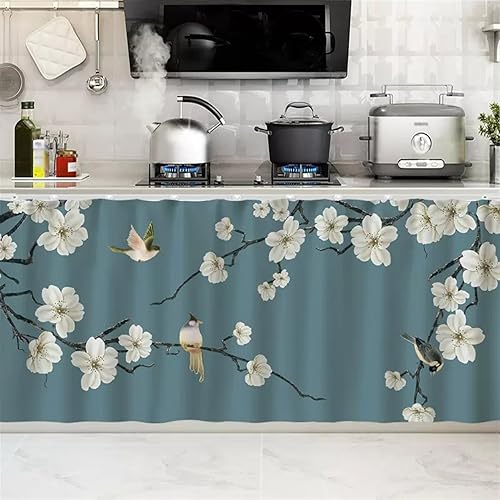 Miniatura 7 de Cortinas cortas para cocina, estante de gabinete, a prueba de polvo, cortina opaca para café debajo del fregadero, falda para baño, lavandería,