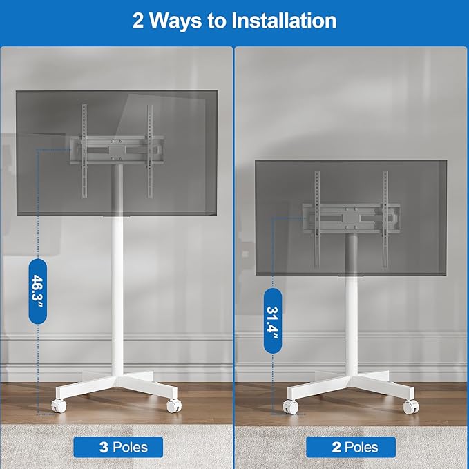 Soporte Móvil para TV con Ruedas, Ajustable, Soporta hasta 110 lb, 23-65 pulgadas miniatura 4