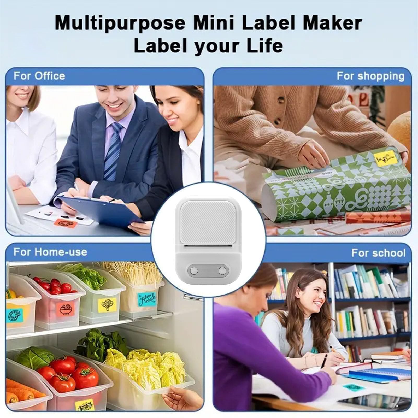 Asixxsix Etichetta Maker, Etichetta Maker con APP, Mini, Stampante termica portatile per piccole imprese, Casa, Ufficio, Scuola, Codice a barre, (WHITE)