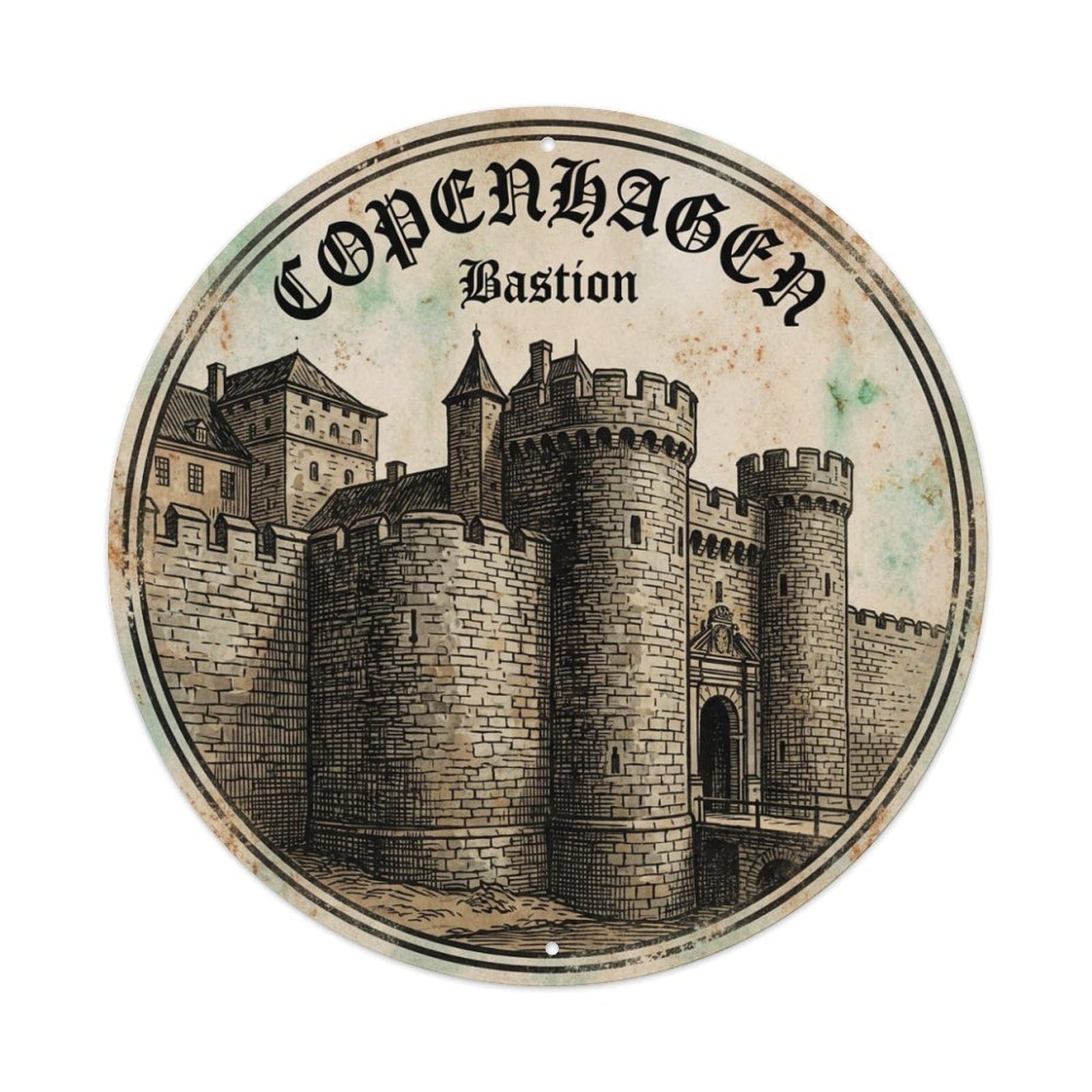 Fqnyr Style Metal Tin Sign Vintage Travel Copenhagen Denmark Stronghold