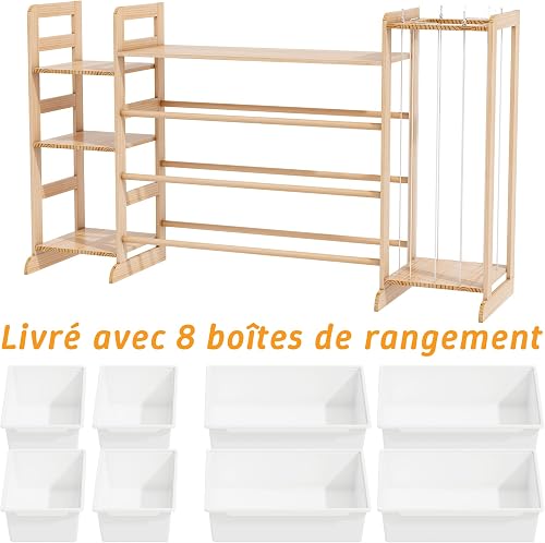 Wumagin Meuble de Rangement Jouets Enfant Bibliothèque Enfant avec Rangement Peluche de Enfant et 8 Boîtes Amovibles, Bibliotheque Enfant Bois pour Aux Chambres à Coucher et aux Salles de Classe - 8