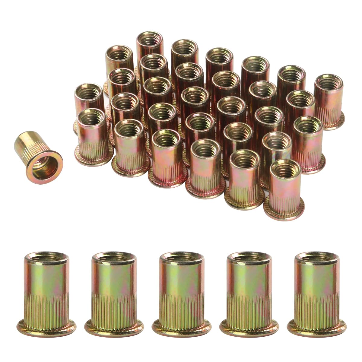 Dado Per Rivetto M8 In Acciaio Zincato | 50 Pezzi A Testa Piatta