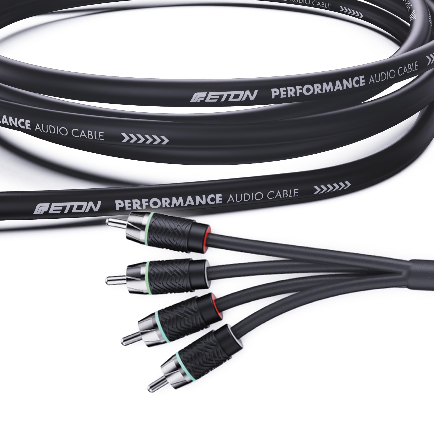 ETON RCA 4P-55 - Cavo RCA di alta qualità (4 canali) con lunghezza di 5,5 metri, 4 maschi a 4 connettori, cavo audio RCA RCA a RCA, ideale per amplificatore/radio, Head Unit
