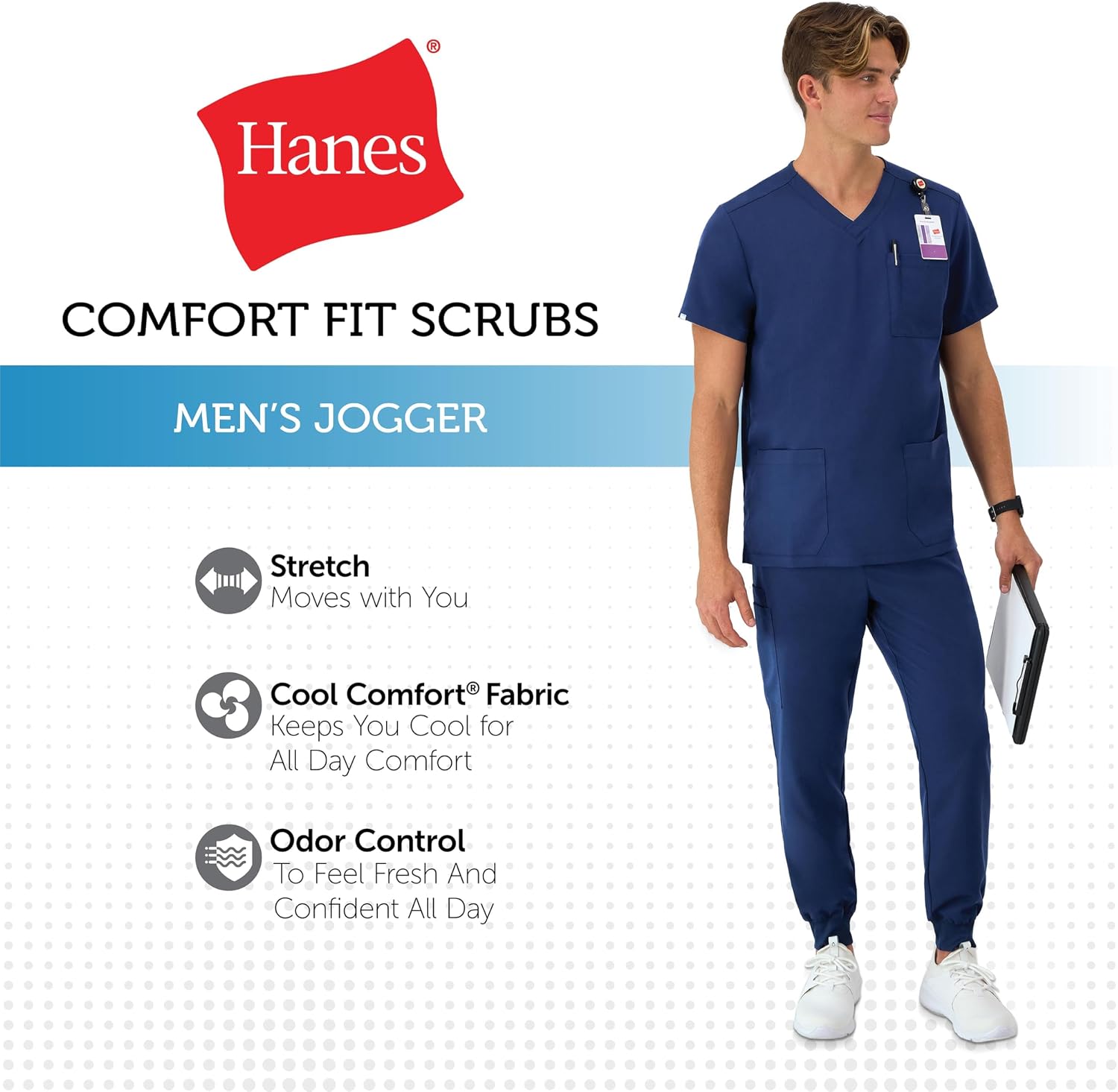 Hanes Men's Scrubs Healthcare Joggers, Scrub Joggers for Men, Moisture-Wicking & Odor Control, Multiple Pockets
