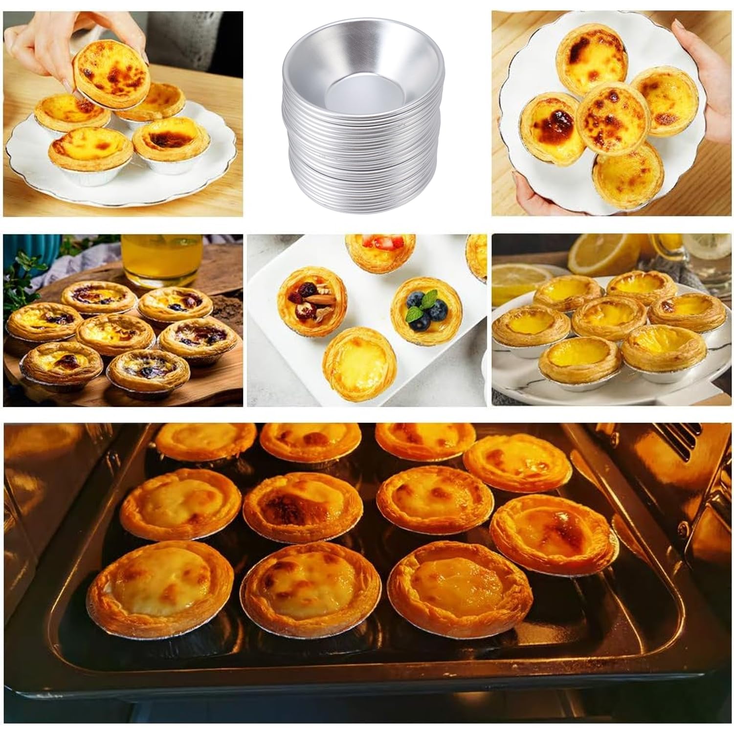 Moule Pasteis De Nata, 25 Pièces Moules à Tarte Aux œufs, Mini Moule à Tarte,Les moules de cuisson sont antiadhésifs et réutilisables, parfaitement adaptés pour la cuisson de