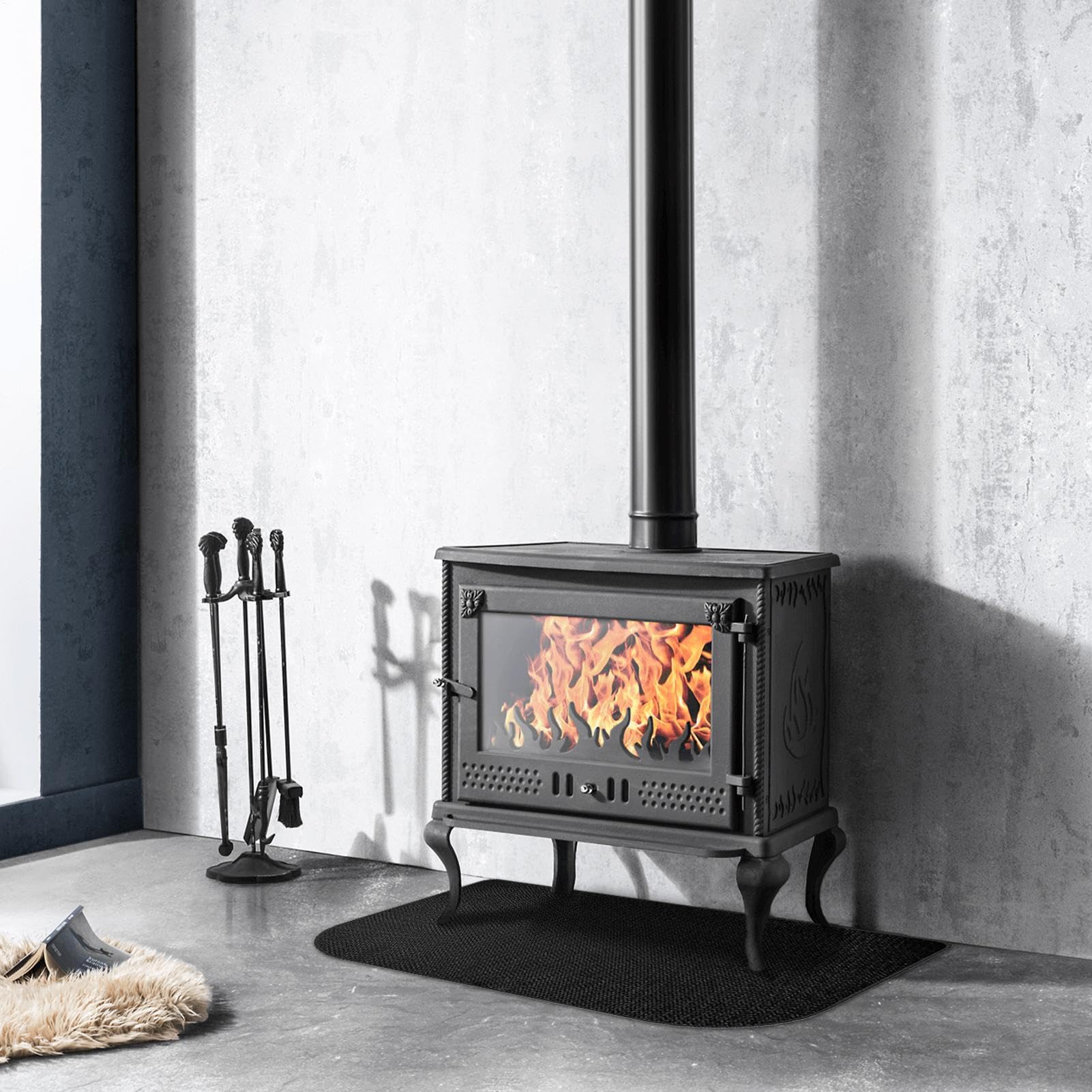 Tappeti Per Ignifughi Protettore Resistente al Calore e Antiscivolo | Tappetino Per Stufa A Pellet Focolare Pavimento per Casa Appartamento Aula Soggiorno Campeggio Barbecue Fuoco da Campo