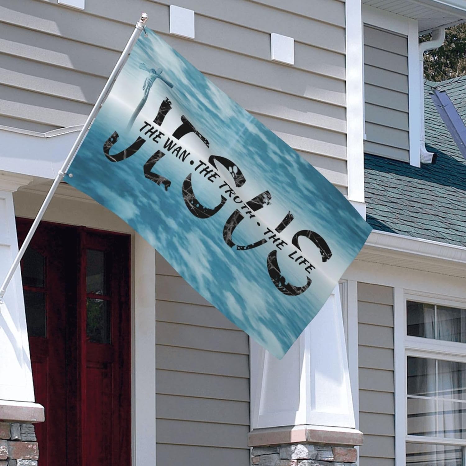 Jesus The Way, Truth, Life Garden Flag Black Funny Flag Decorative Banner for College Dorm Room, Man Cave, Tailgates and Parties - 3X5 Feet - Image 7