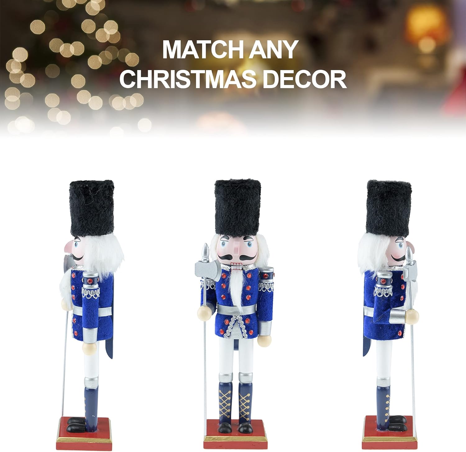 Clever Creations Blue Guard 12 Inch Traditional Wooden Nutcracker, Festive Christmas Décor for Shelves and Tables