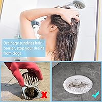 Vista 3 de Paquete de 2 unidades de recolector de pelo para desagüe de ducha, tapón de silicona duradero, fácil de instalar y limpiar, juego para baño, bañera