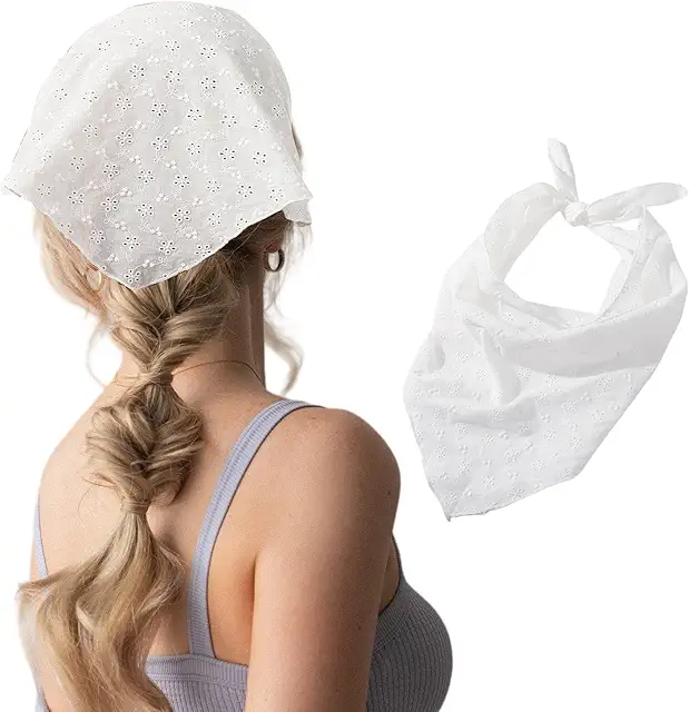 Women's Triangular Lace Headscarf - Sjaaltje Haar - White Medium