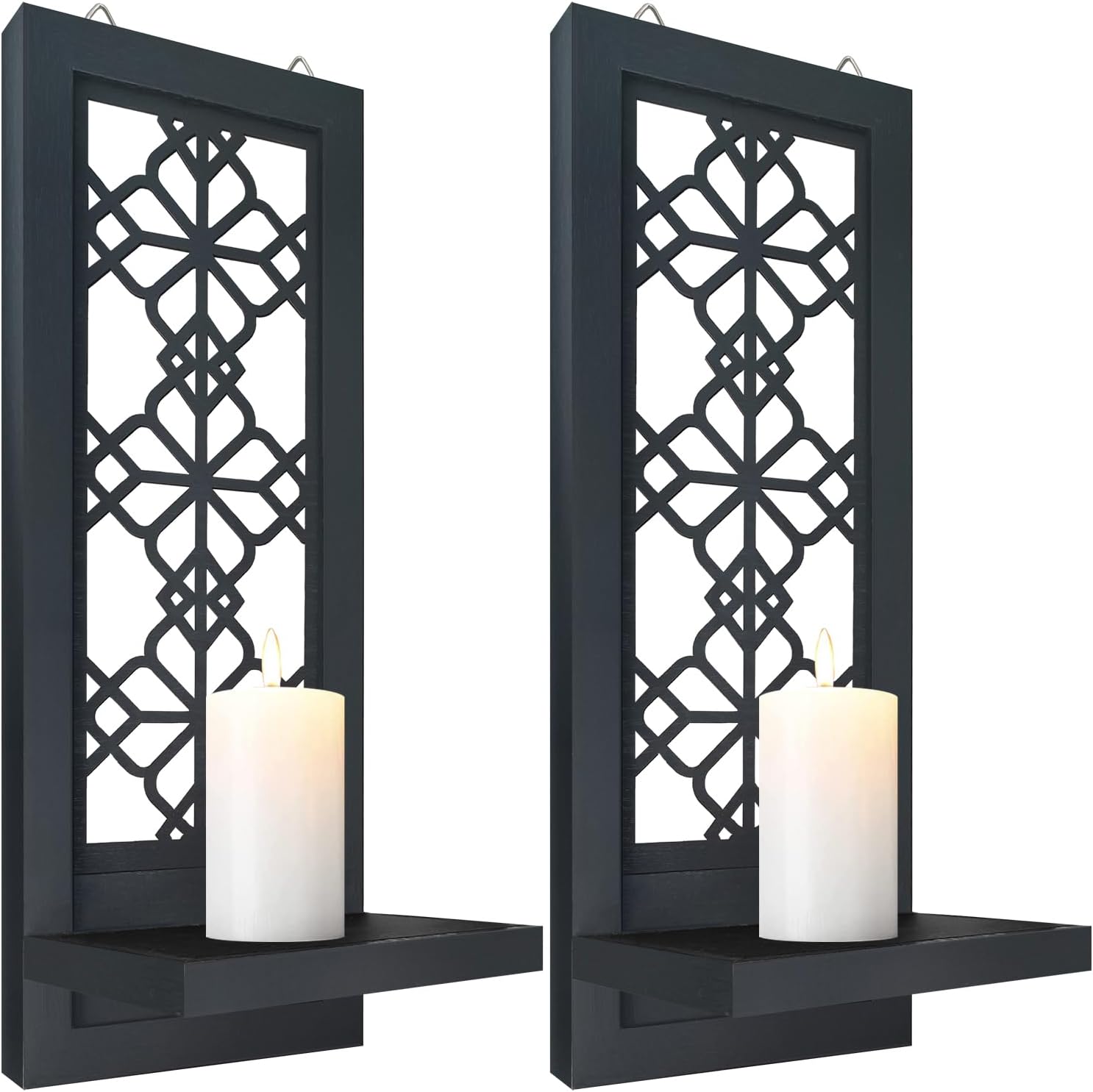 ZOLAPI Set of 2 Candle Sconces, Farmhouse Accent Wall Sconce, Caramel Color Candle Holder Wall Decorations for Home Décor, Living Room, Dining Room.(15 x6 in)
